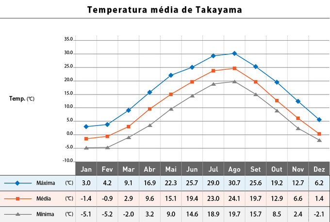 Temperatura média por mês (Ilustração)